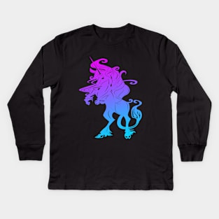 Last Unicorn Blue and Pink Kids Long Sleeve T-Shirt